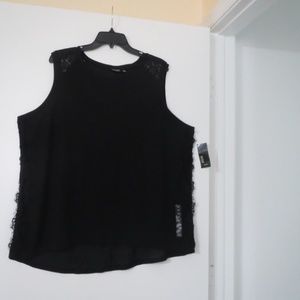 SIZE 3X PLUS SLEEVELESS HI-LOW TOP/BLOUSE/BLACK
